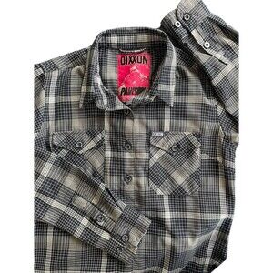 Dixxon Shirt Womens Medium Gray Blue The Paulson Plaid Button Up Flannel Pockets
